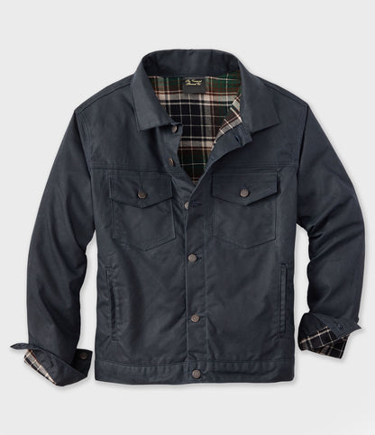 Black '91 Flannel Lined Waxed Canvas Jacket - Earth