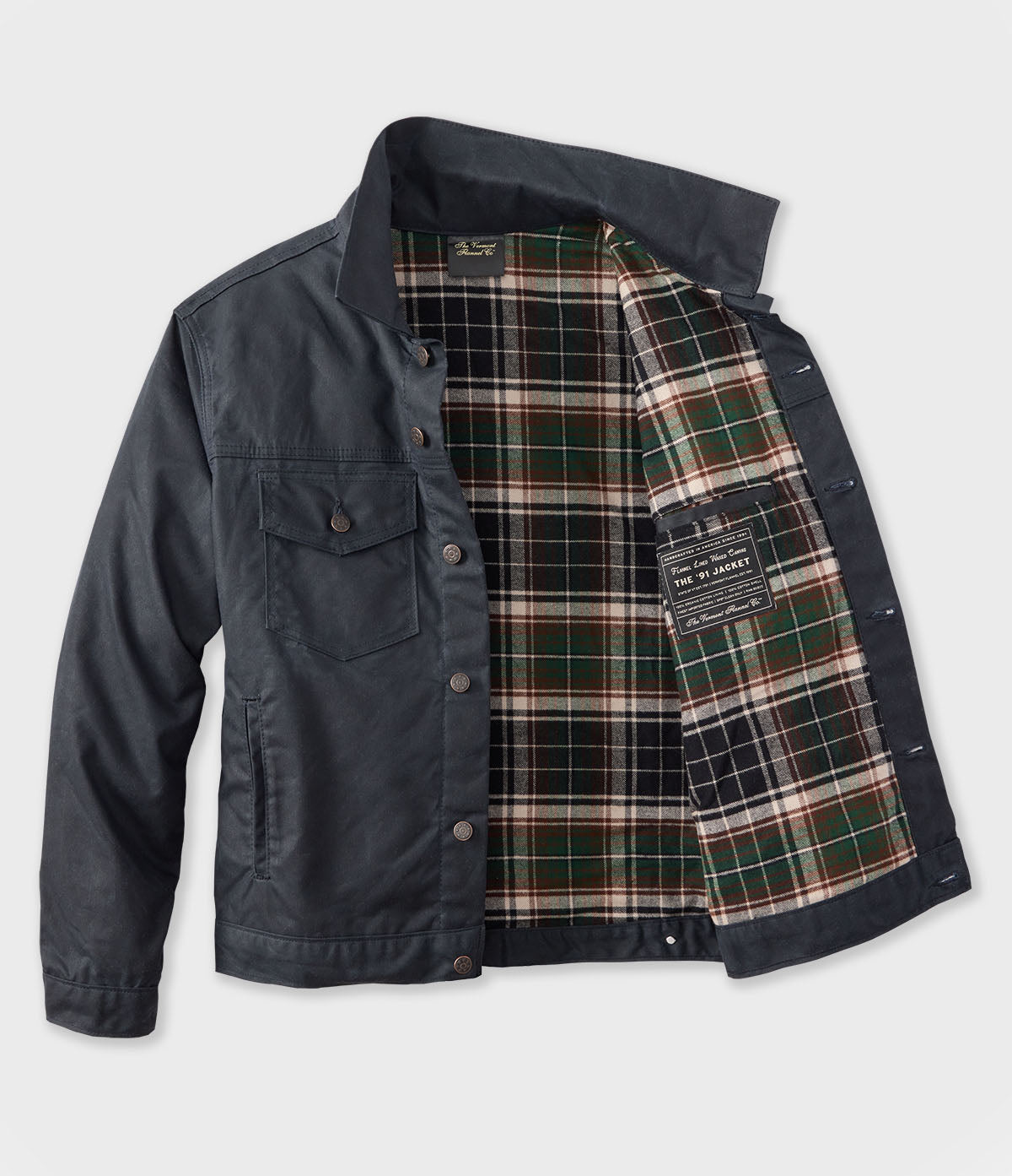 Black '91 Flannel Lined Waxed Canvas Jacket - Earth
