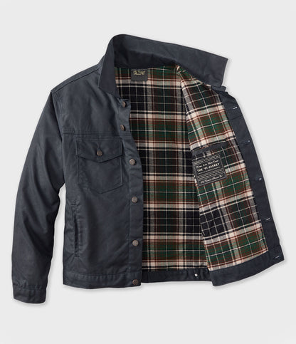 Black '91 Flannel Lined Waxed Canvas Jacket - Earth