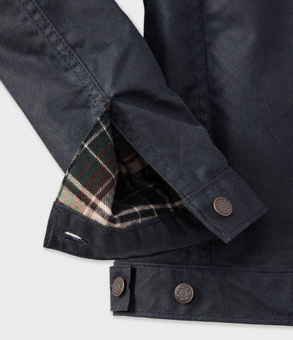 Black '91 Flannel Lined Waxed Canvas Jacket - Earth