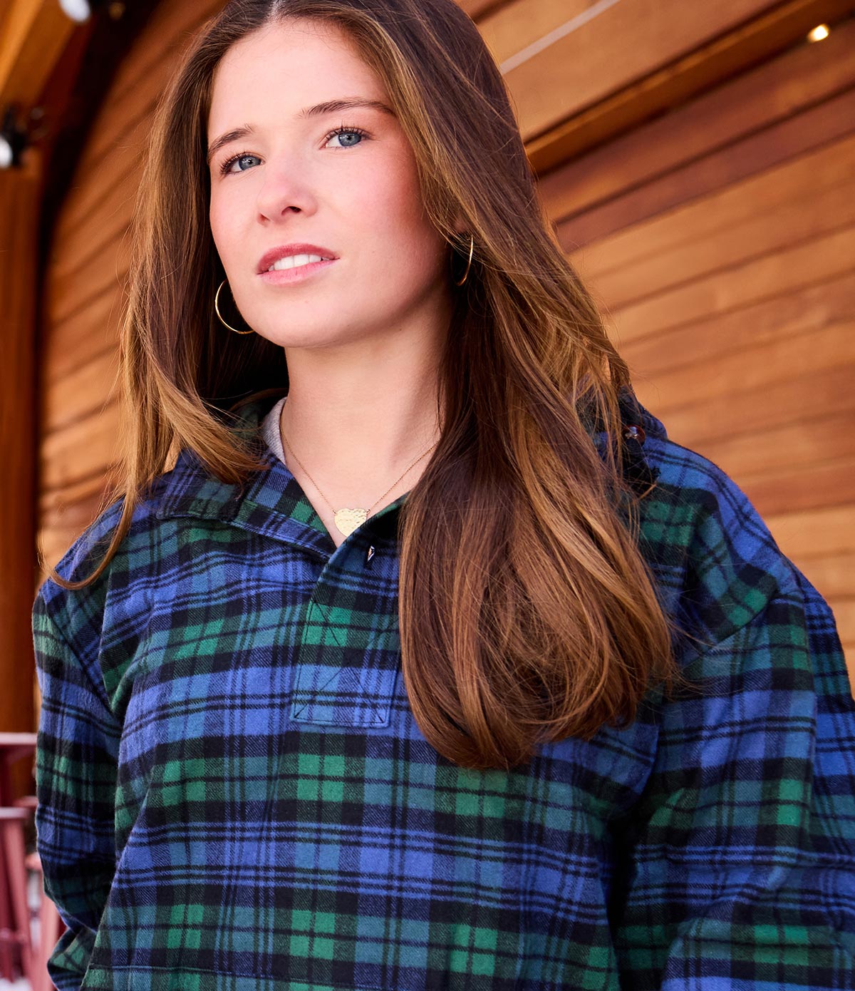 Hooded Flannel Pullover - Black Watch